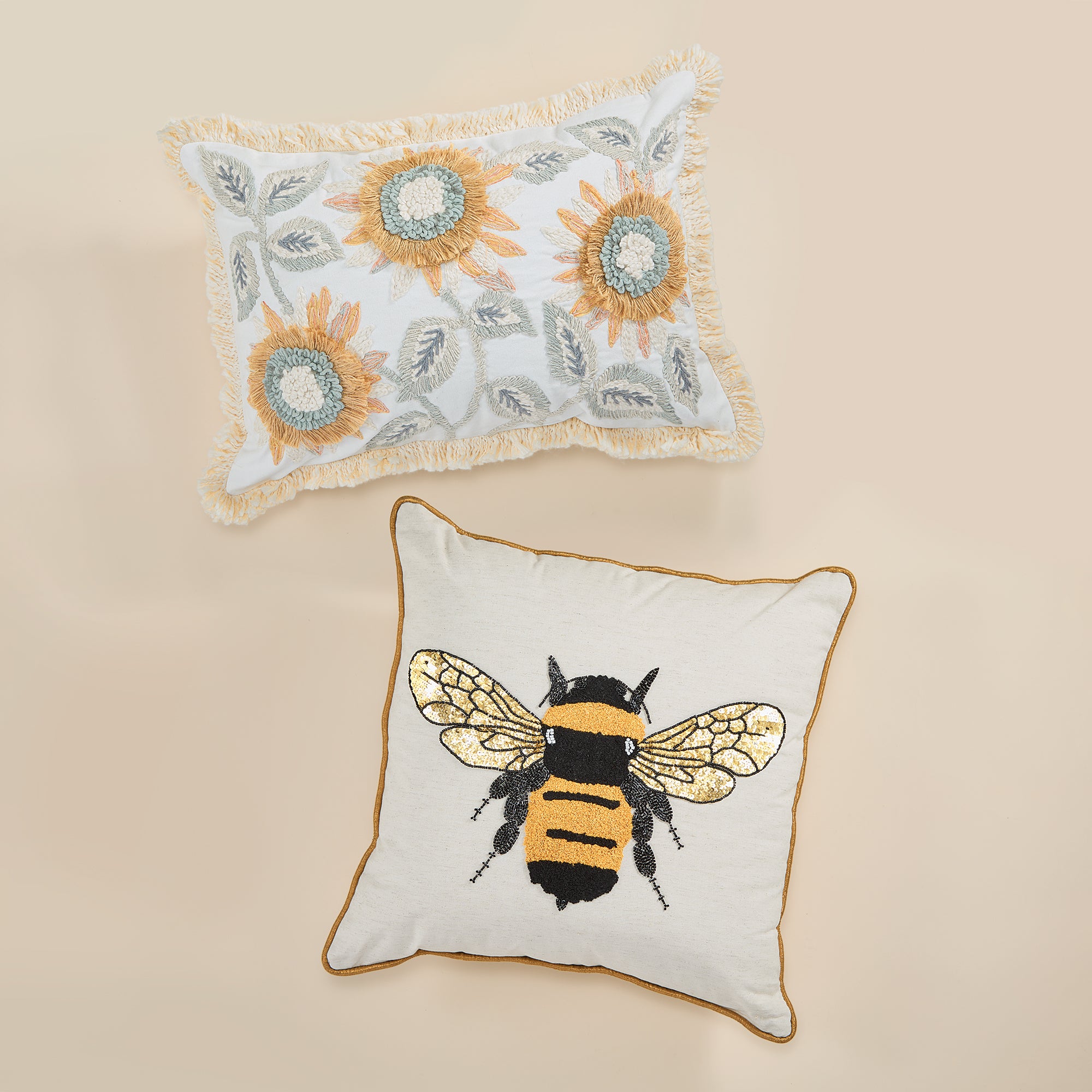 Embroidered Bee Pillow
