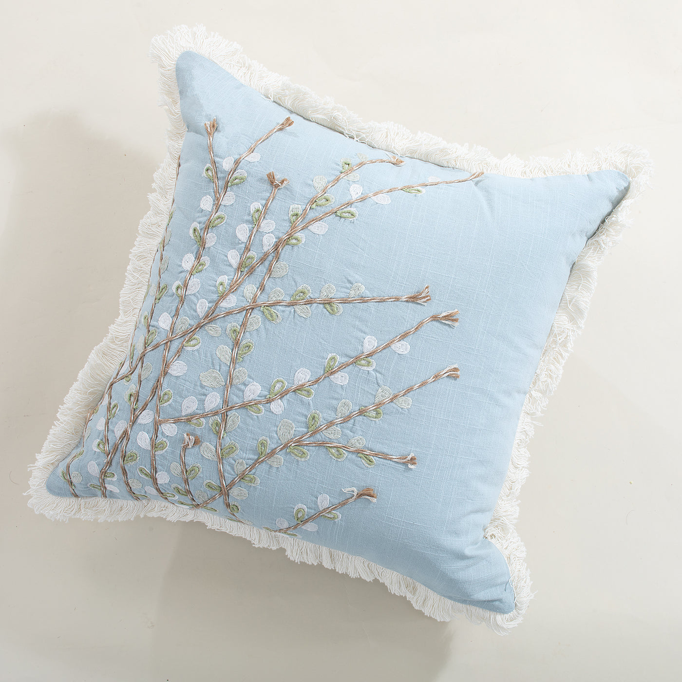Willowy Pussy Willows Embroidered Pillow