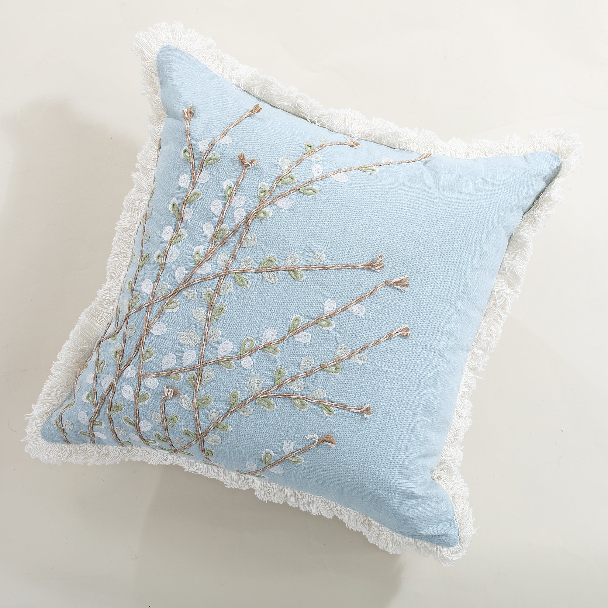 Willowy Pussy Willows Embroidered Pillow