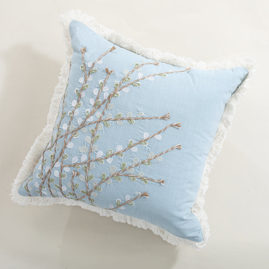 Willowy Pussy Willows Embroidered Pillow