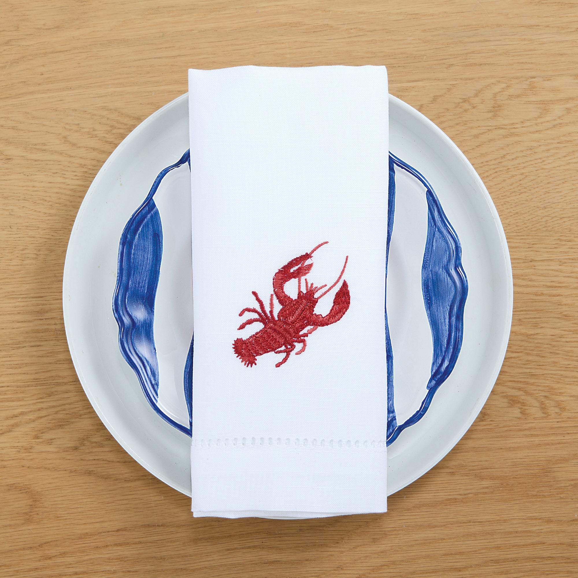 Embroidered Lobster Napkins, Set of 4