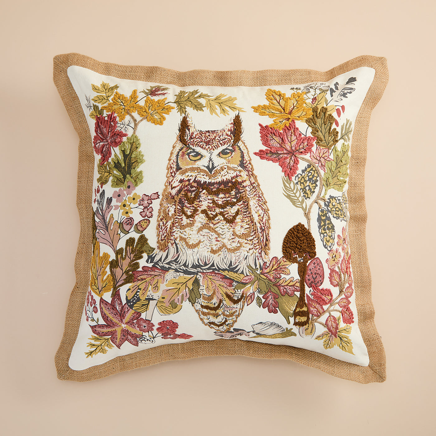 Embroidered Owl Pillow (Preorder)