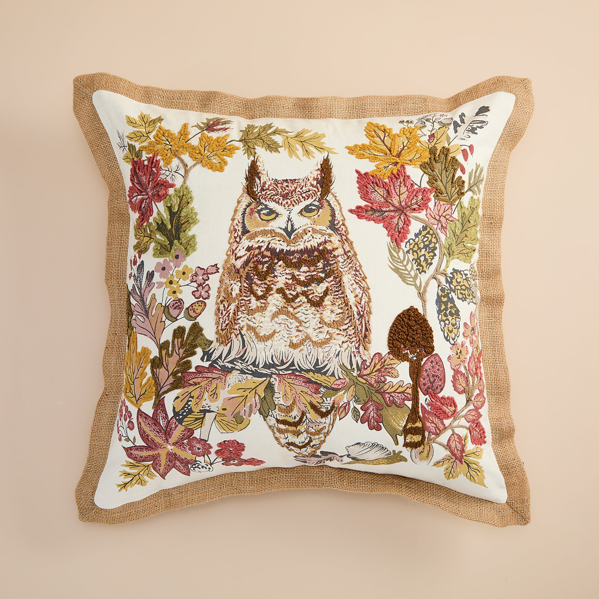 Embroidered Owl Pillow (Preorder)
