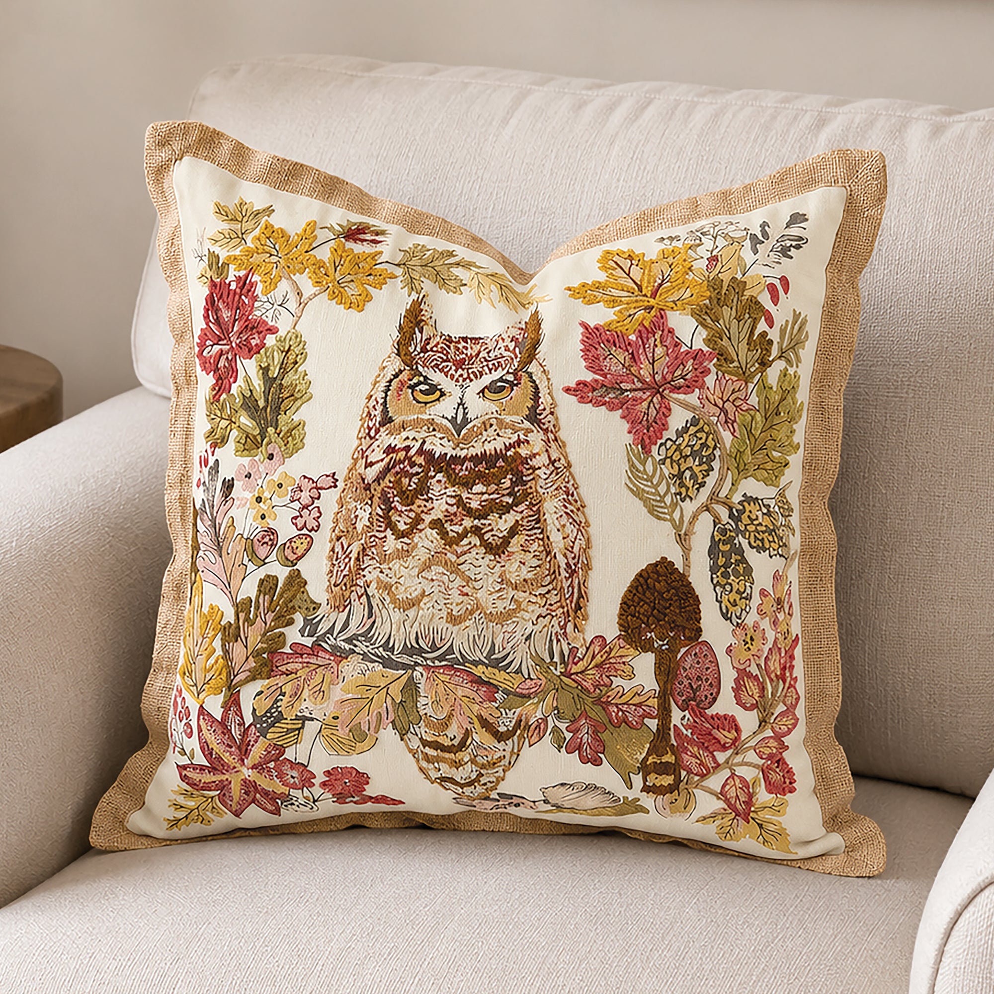 Embroidered Owl Pillow (Preorder)