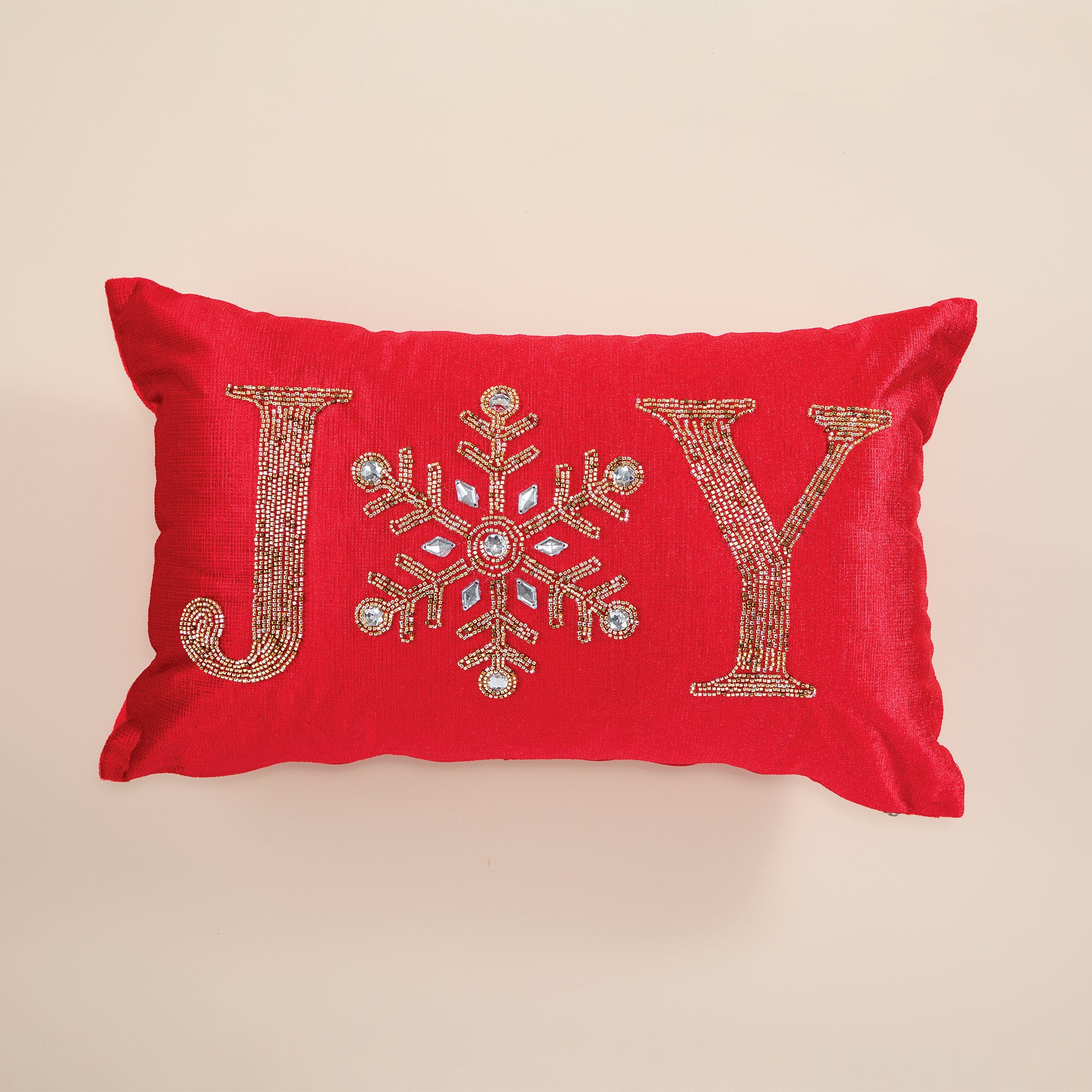 Red Beaded Joy Pillow