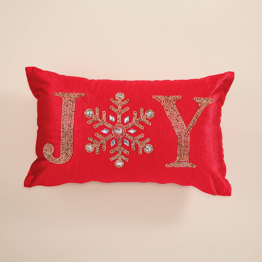 Red Beaded Joy Pillow