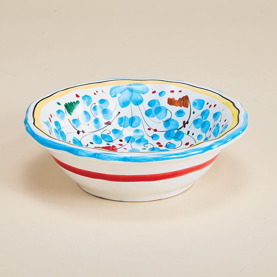 Hand-Painted Arabesco Birds & Flowers Earthenware Small Bowl