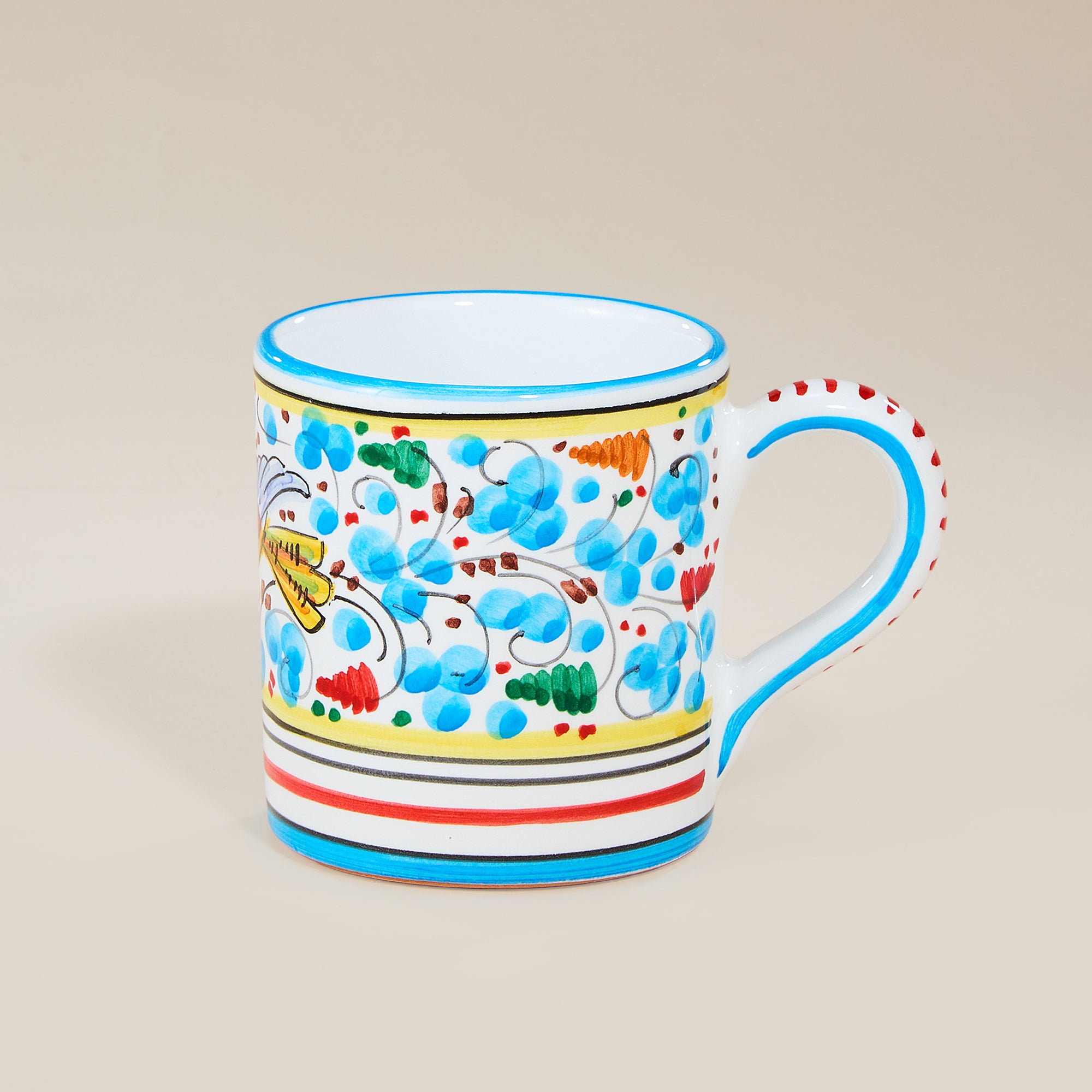 Hand-Painted Arabesco Birds & Flowers Earthenware Mug