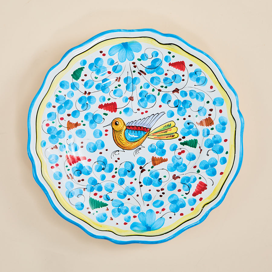 Hand-Painted Arabesco Birds & Flowers Earthenware Salad Plate