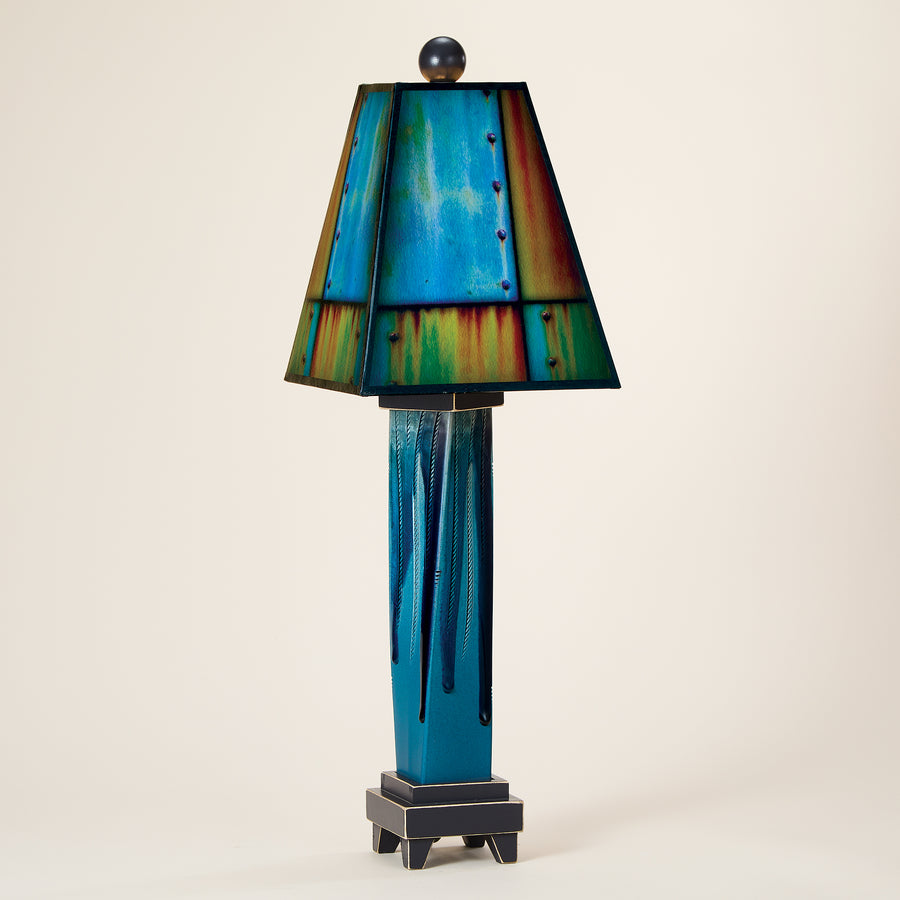 Hand-Painted Ceramic Metal Impressions Lamp