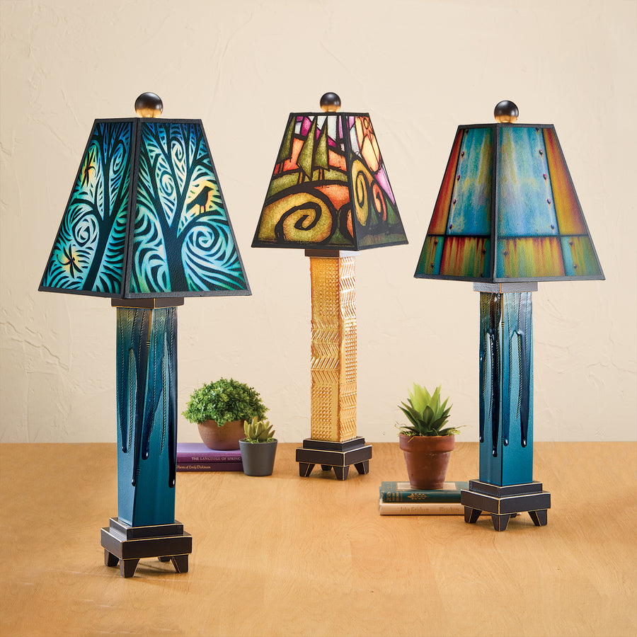 Hand-Painted Ceramic Metal Impressions Lamp