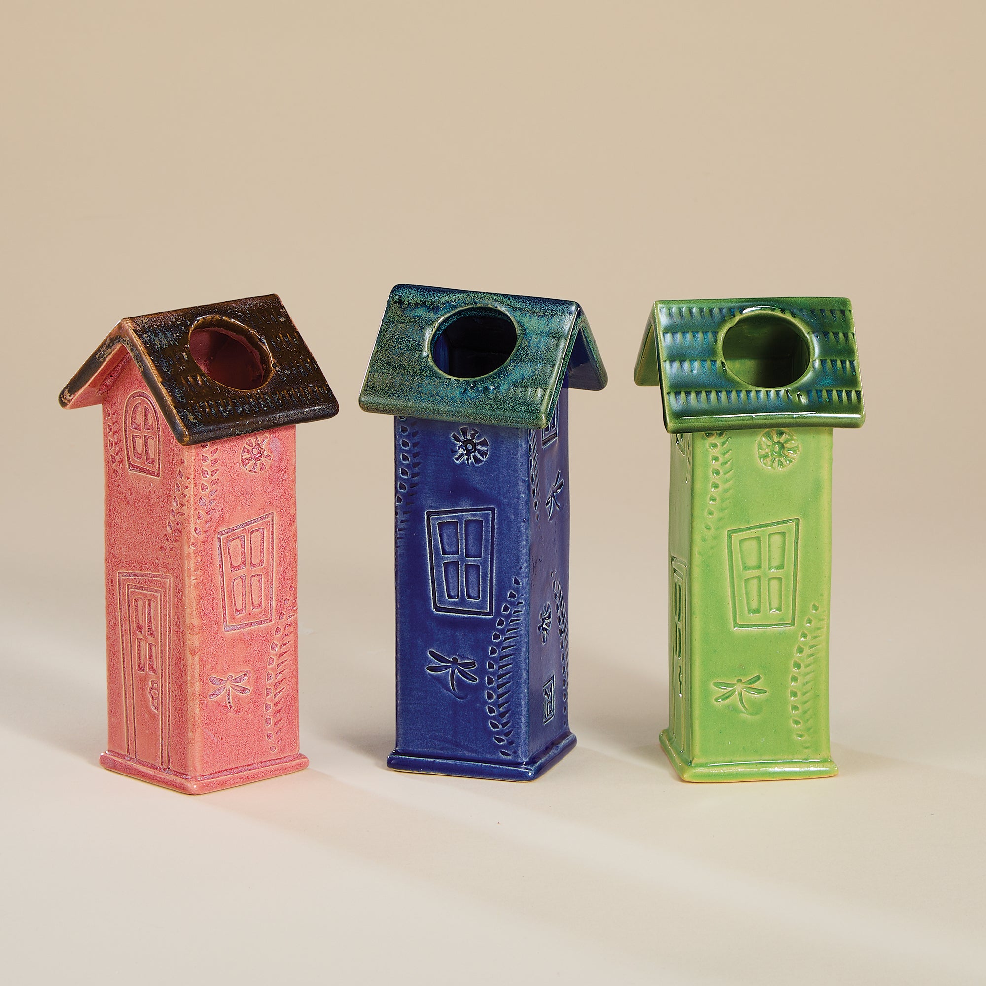 Ceramic Cottage Bud Vases Set of 3