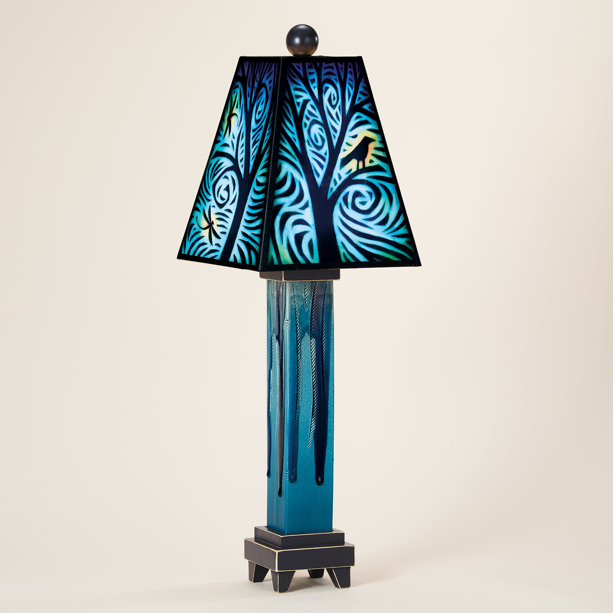 Hand-Painted Ceramic Swirling Sky Lamp