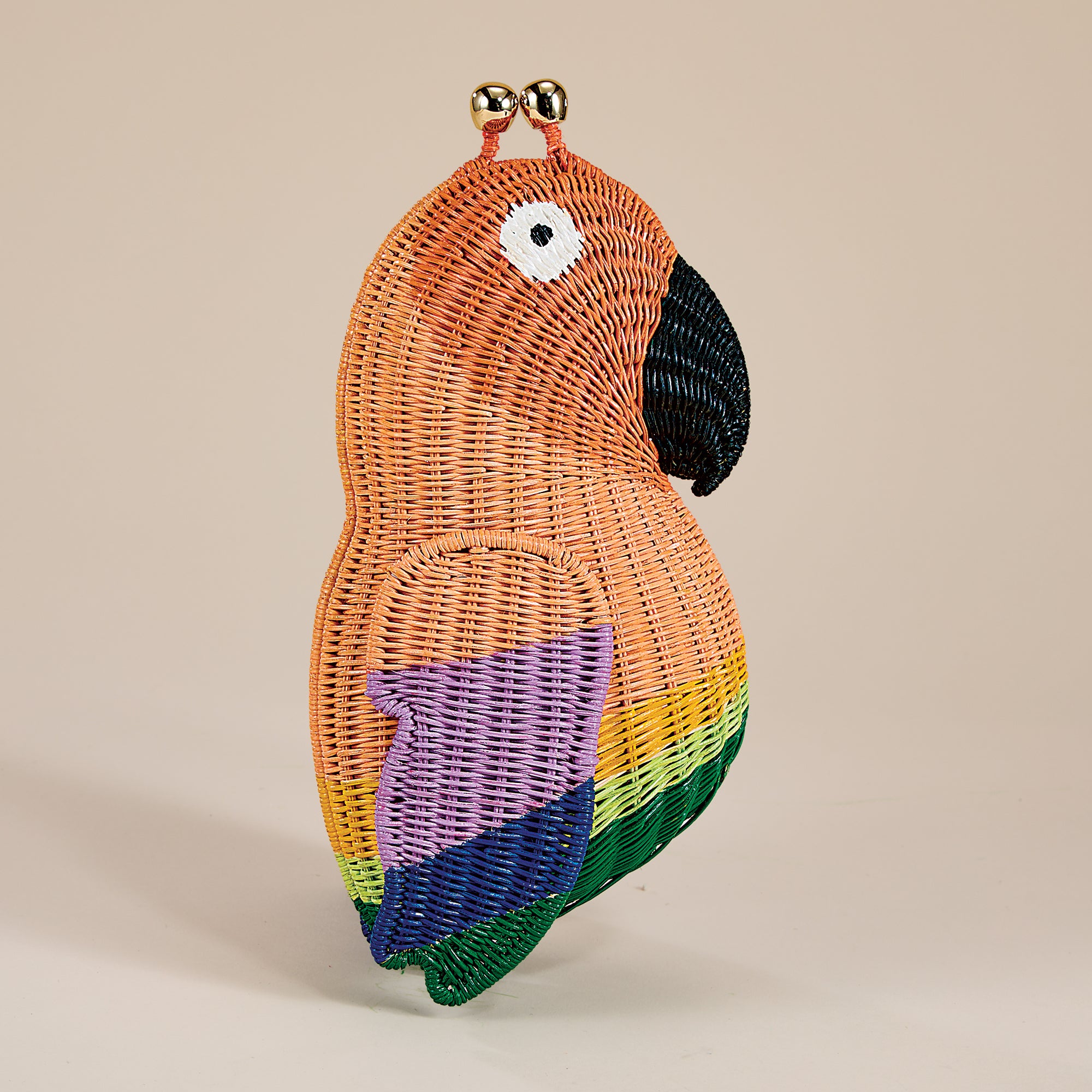 Hand-Painted Wicker Parrot Clutch (Preorder)