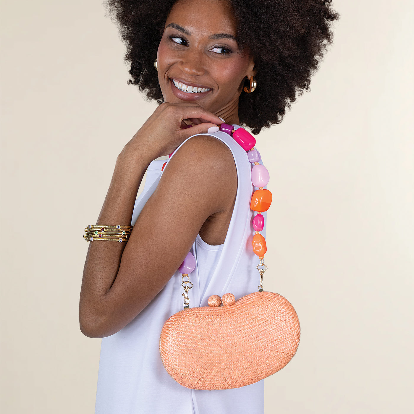 Pretty in Peach Clutch With Convertible Strap