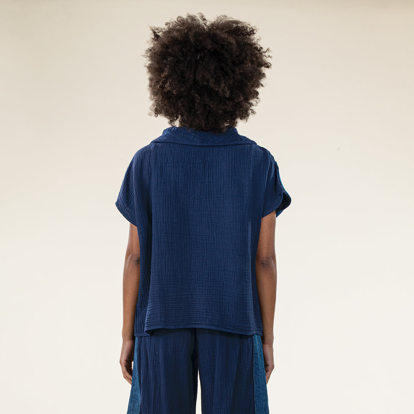 Deep Into Denim Cowl Neck Pullover Top