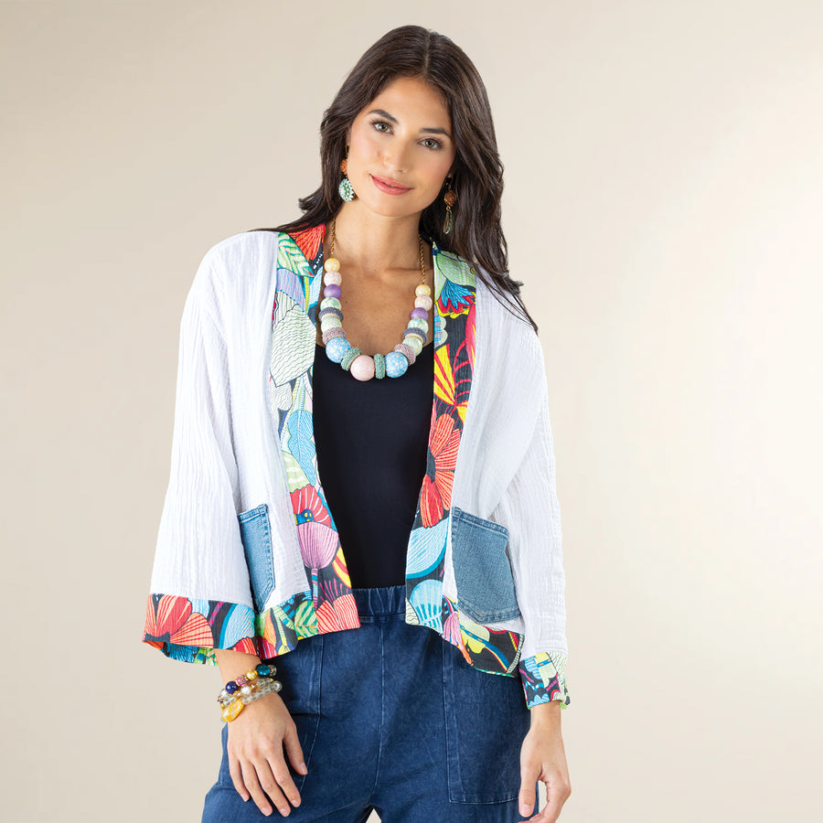 Floral Edged Open Cardigan