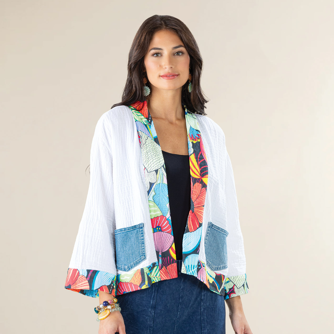 Floral Edged Open Cardigan