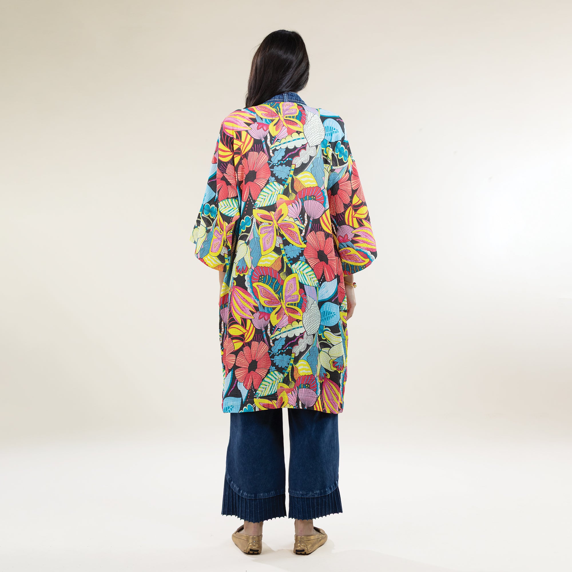 Eclectic Floral Open-Front Cardigan