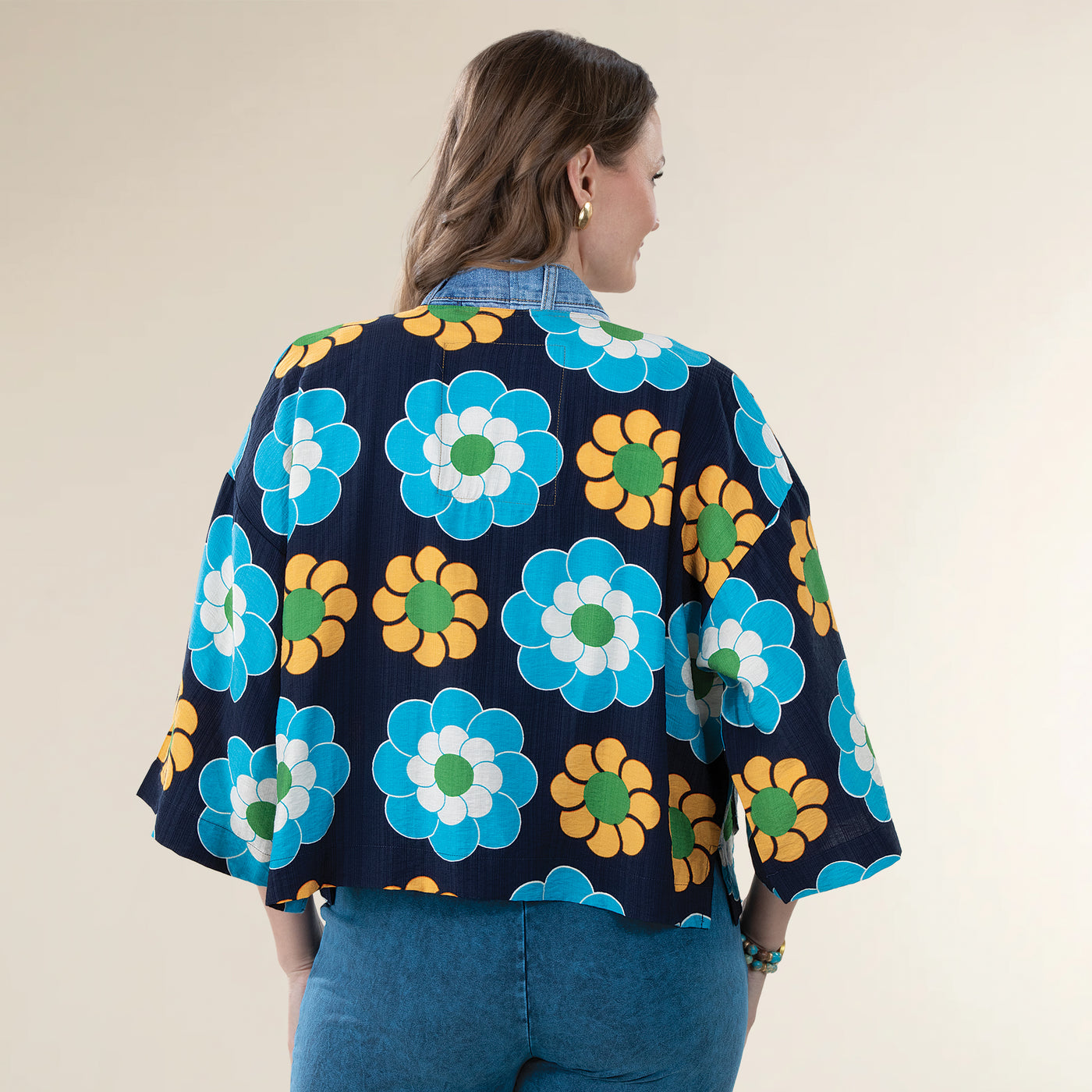 Deep Into Denim Floral Cardigan