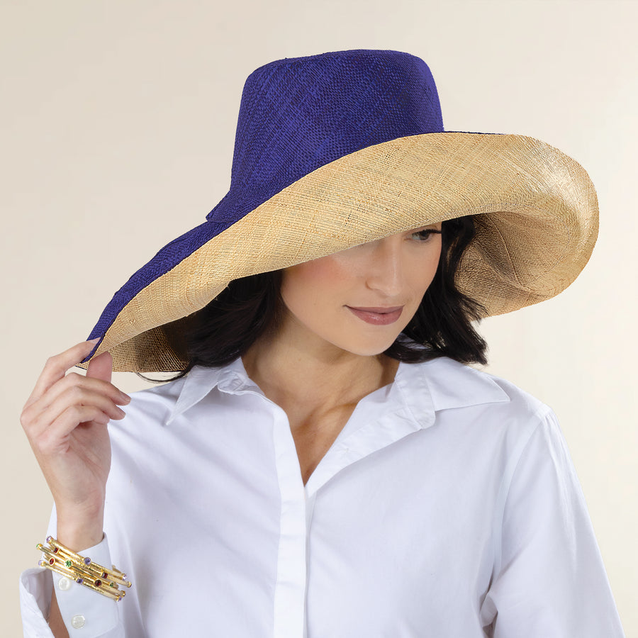 Mya Two-Toned Raffia Beach Hat