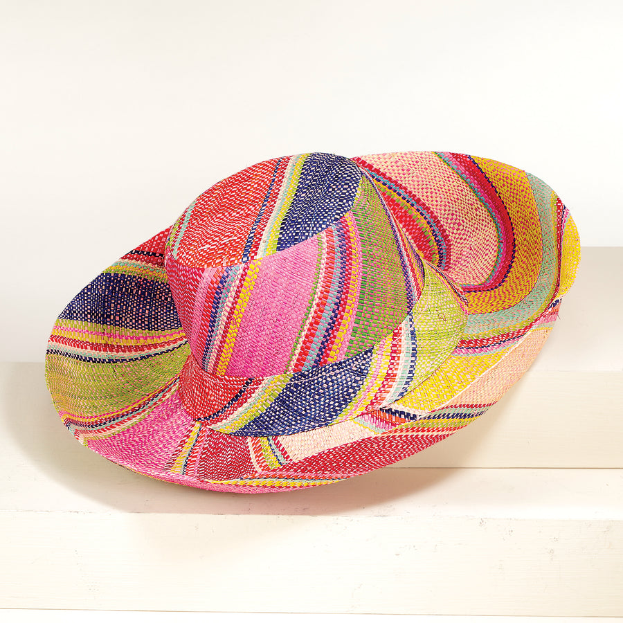 Mya Raspberry Raffia Beach Hat