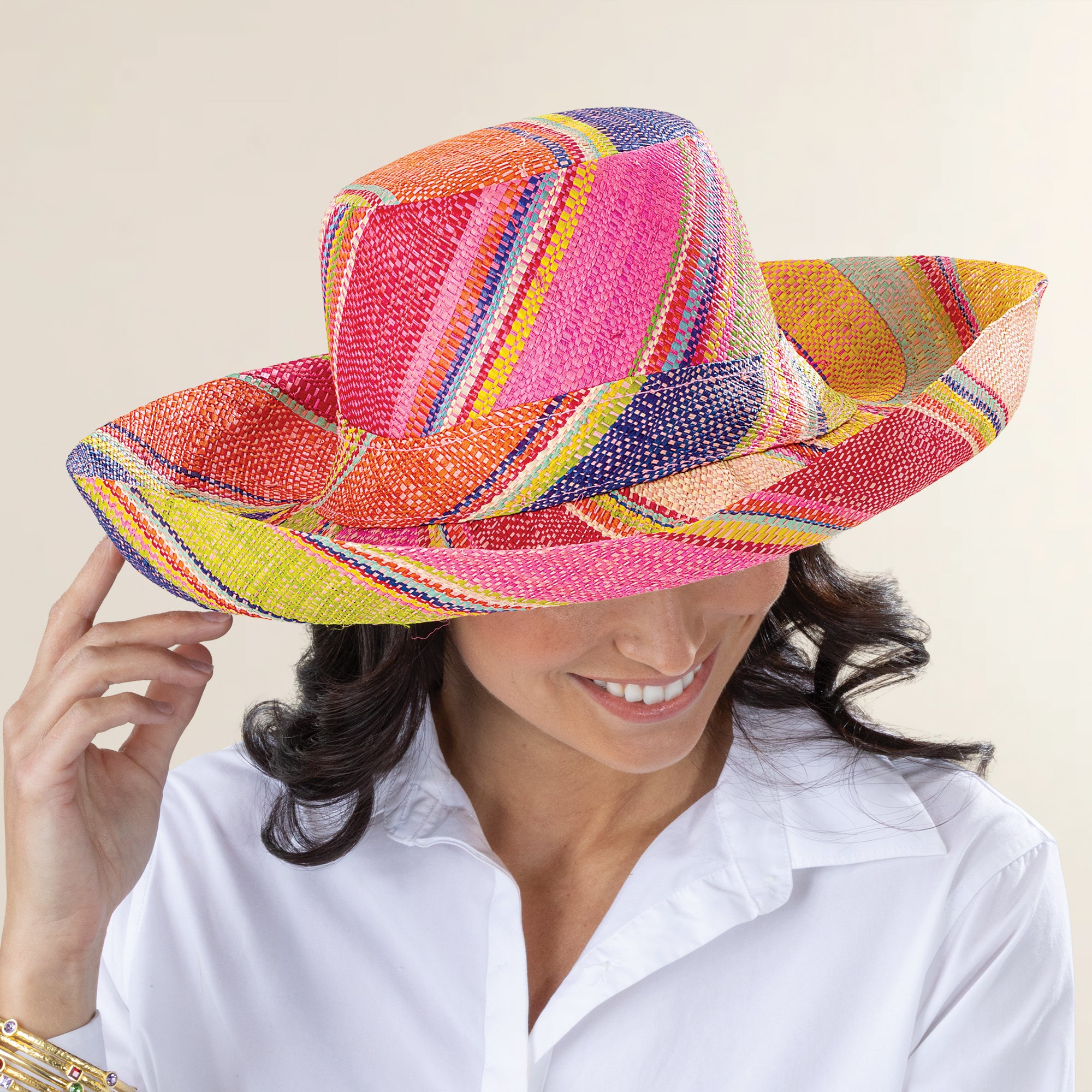 Mya Raspberry Raffia Beach Hat