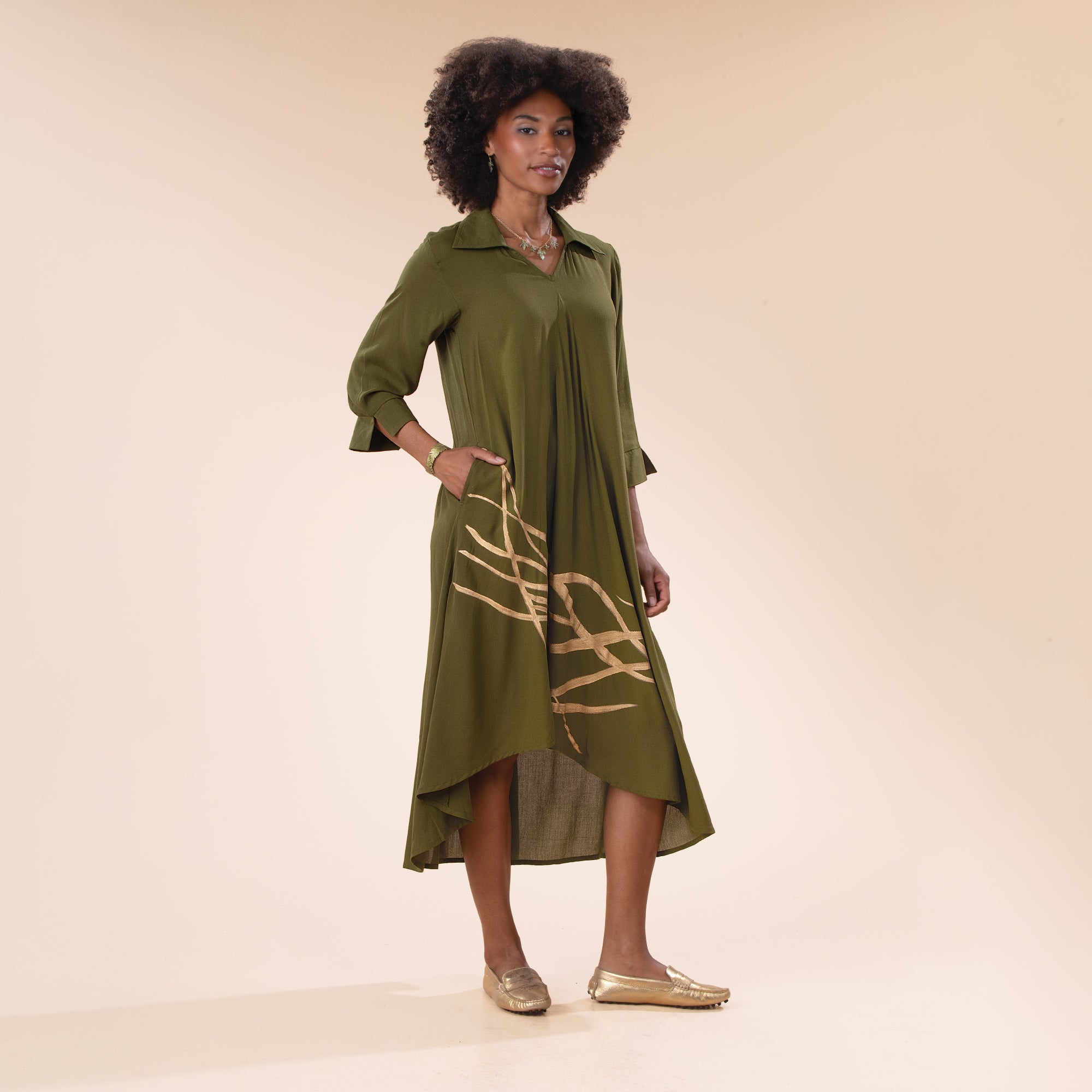 Hand-Painted Flowing Threads Maxi Dress