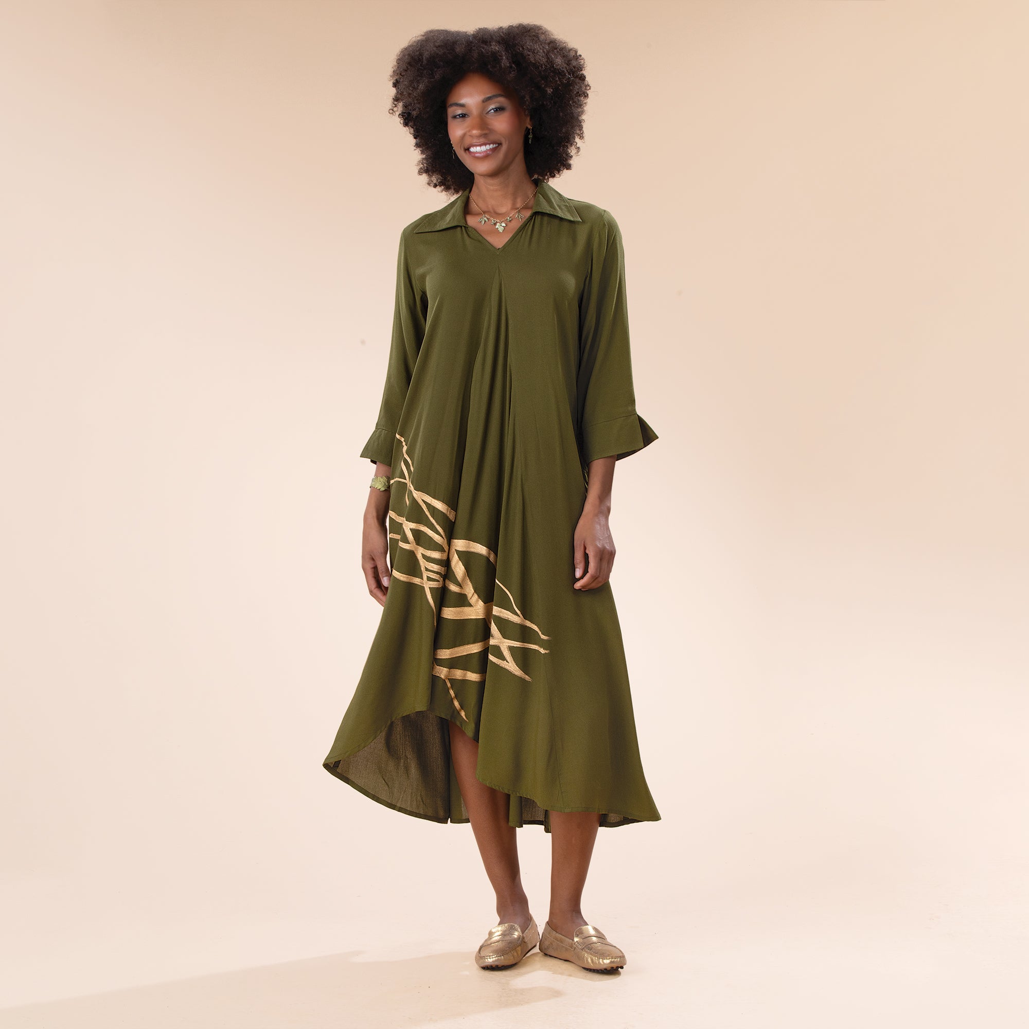 Hand-Painted Flowing Threads Maxi Dress
