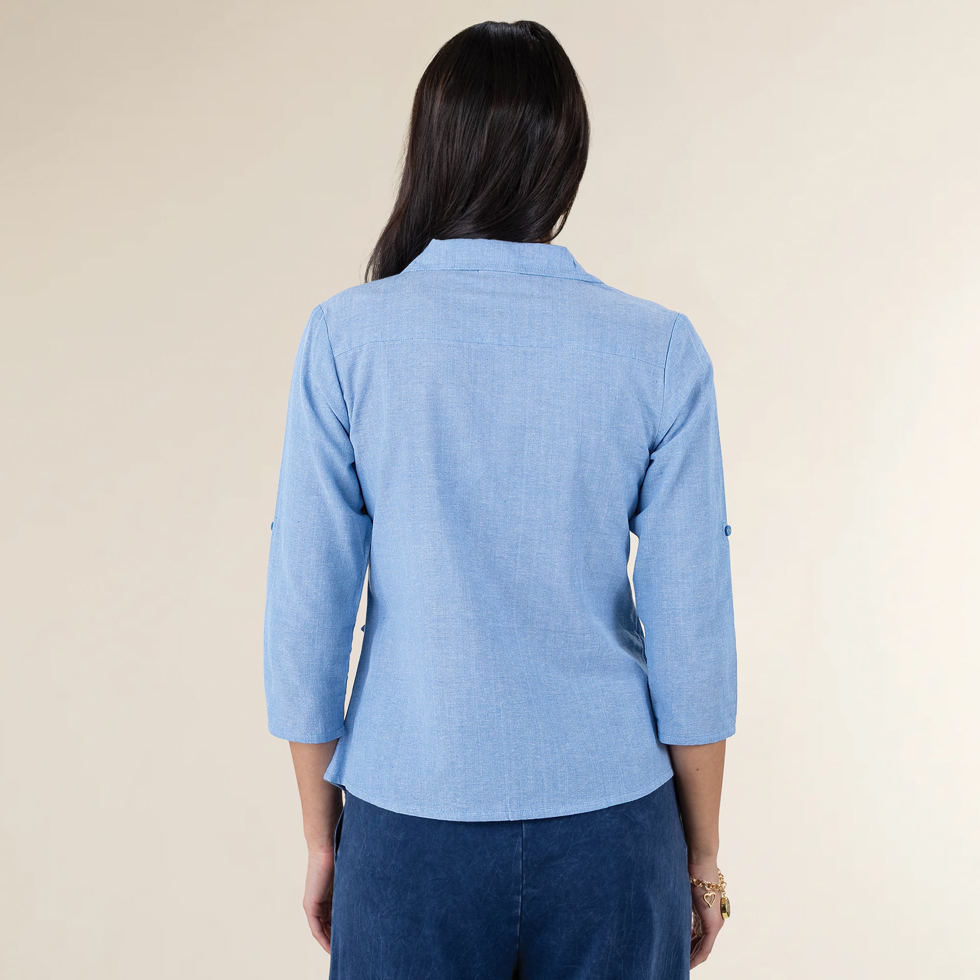 Hand-Painted Blooms Cotton Blouse