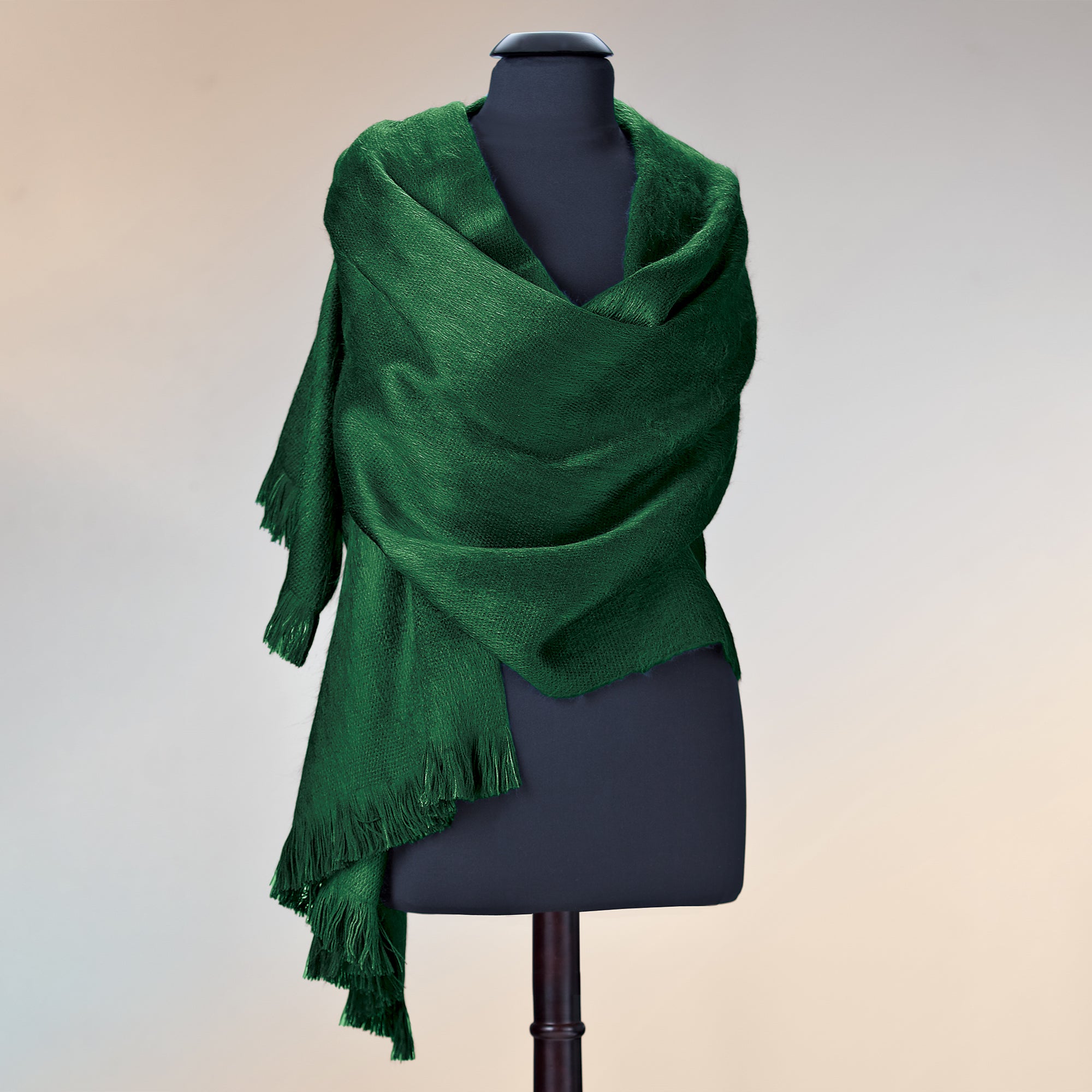 Bright Emerald Alpaca Ruana Shawl
