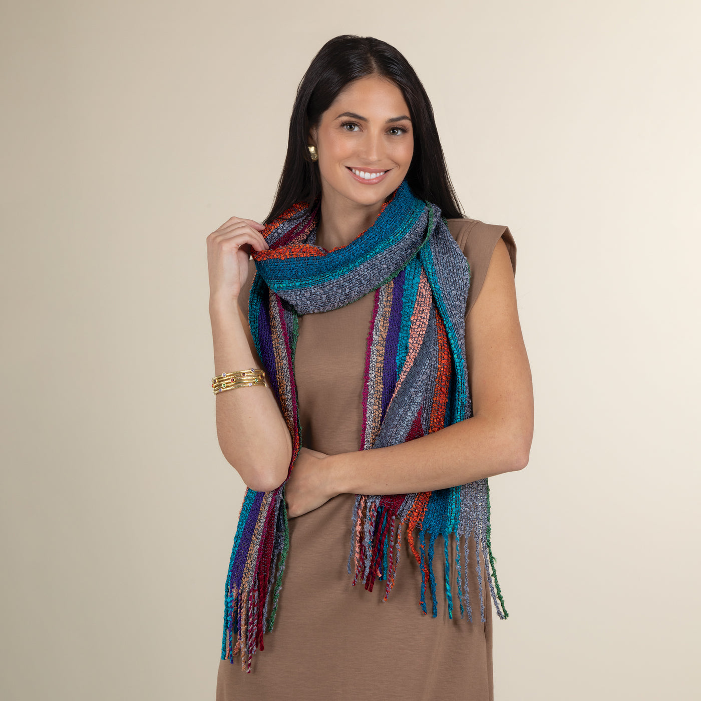 Gemstone Striped Alpaca Scarf