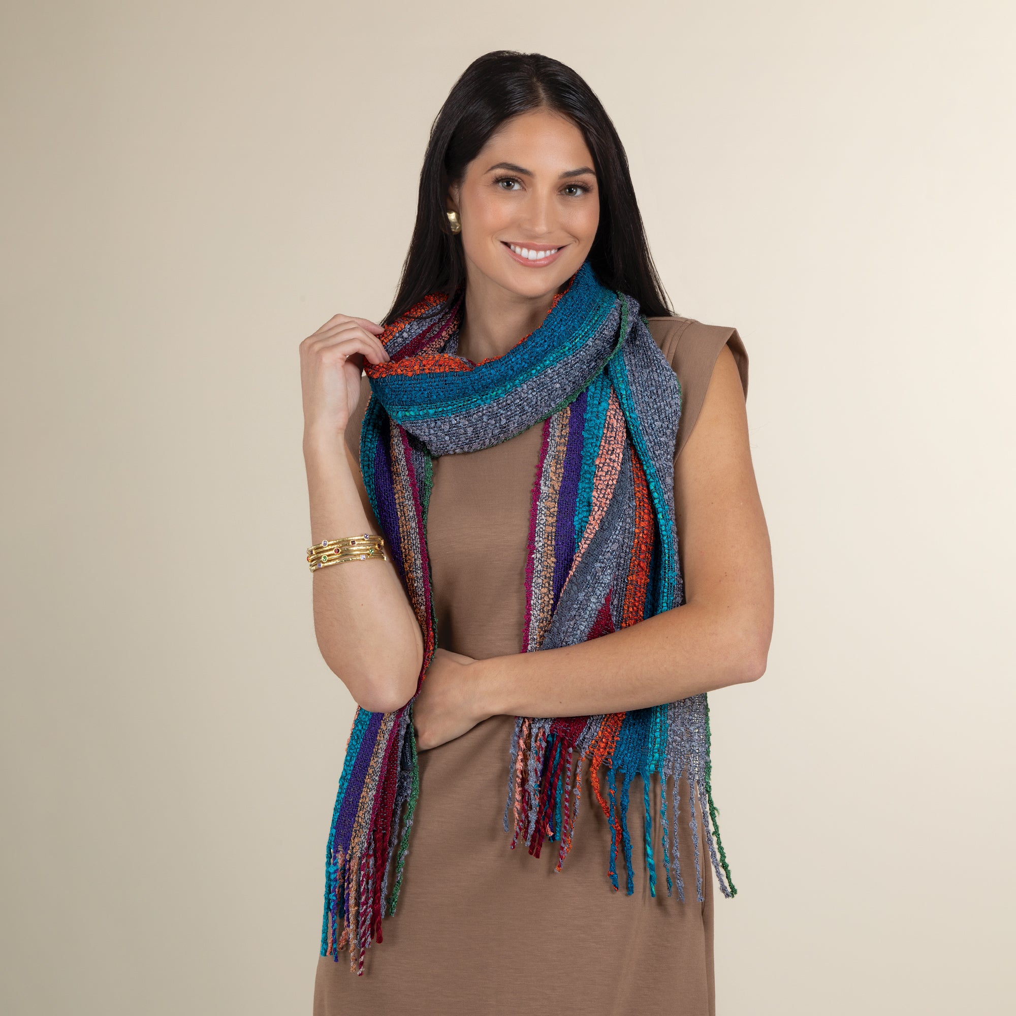 Gemstone Striped Alpaca Scarf