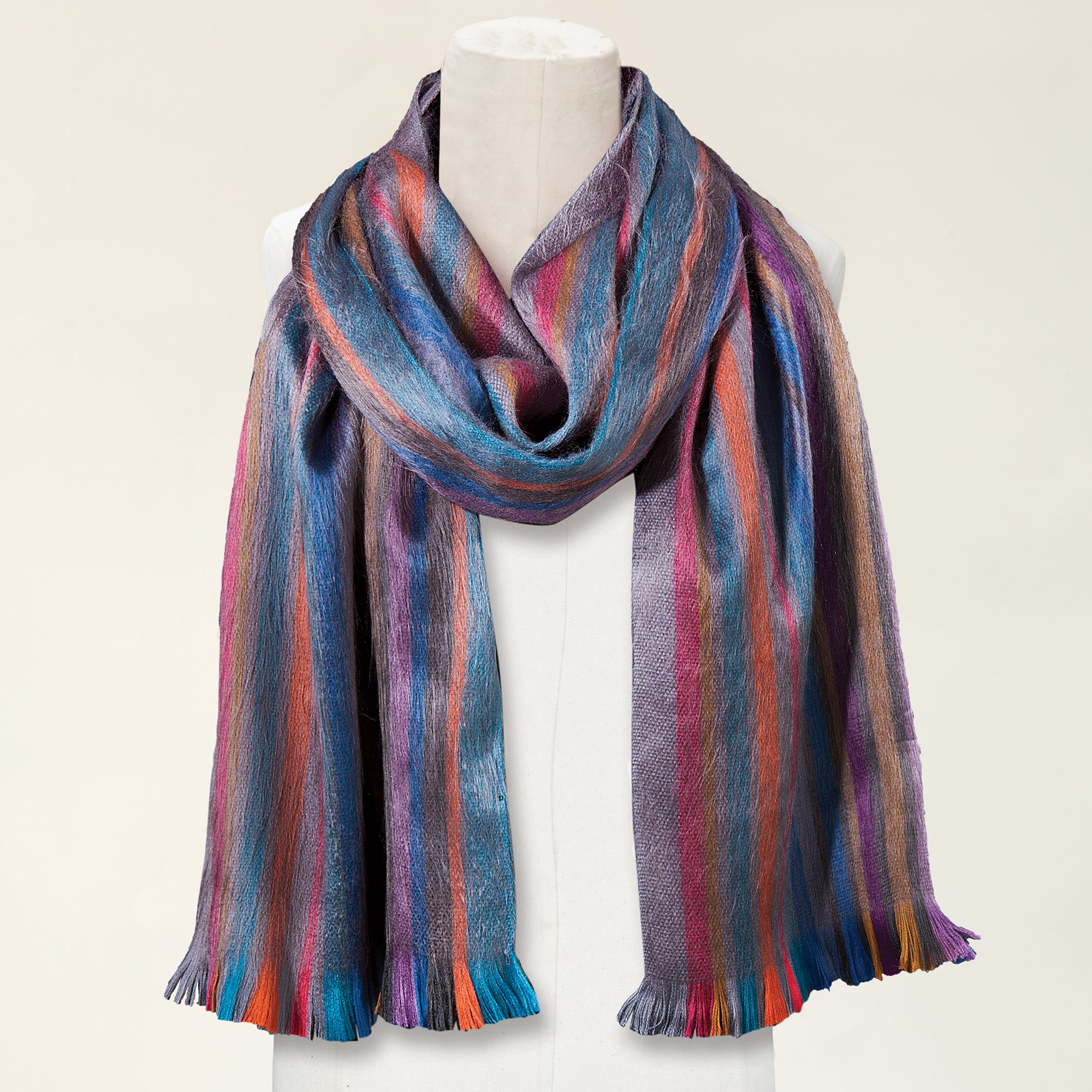 Seasonal Shades Striped Alpaca Scarf