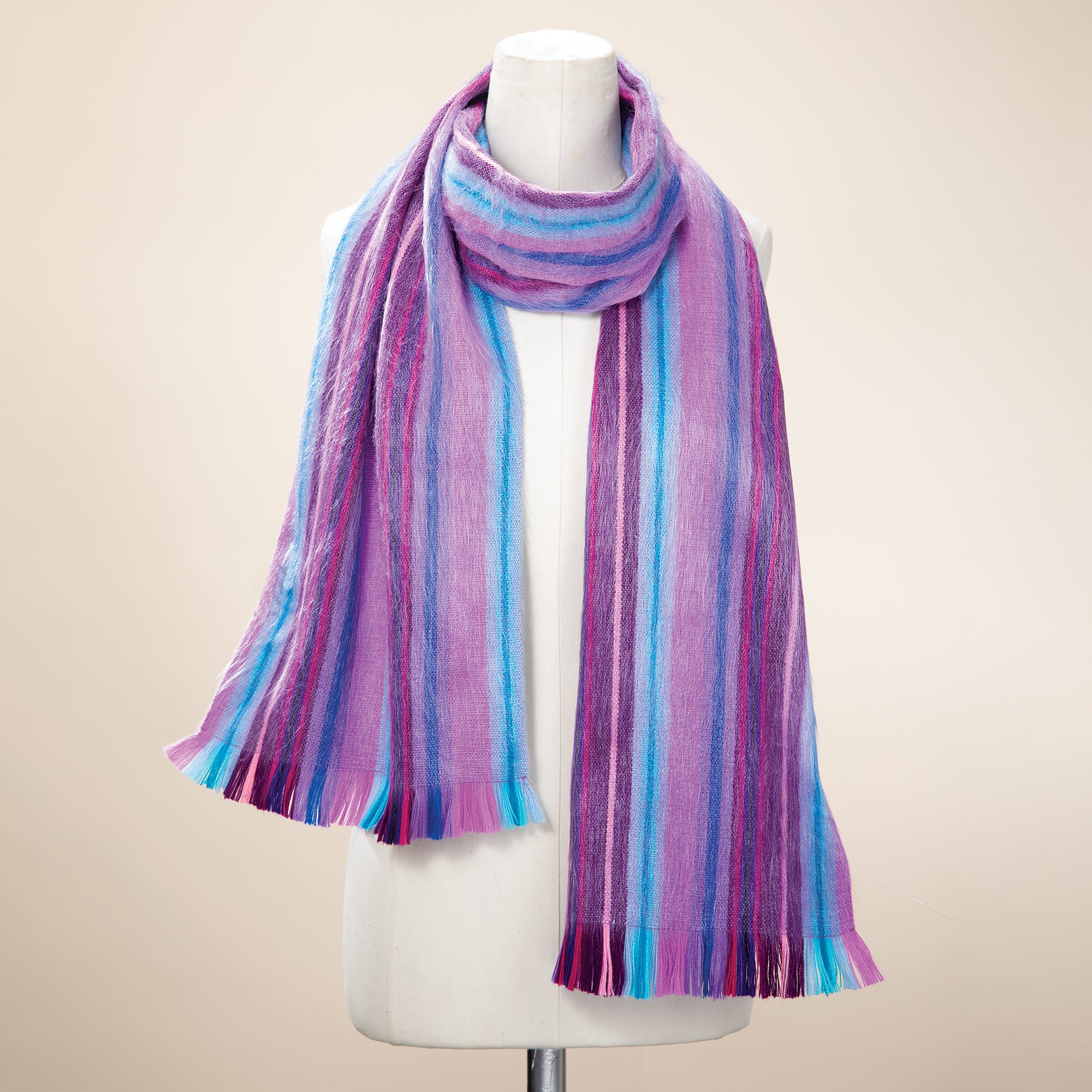Amethyst & Aquamarine Striped Alpaca Scarf