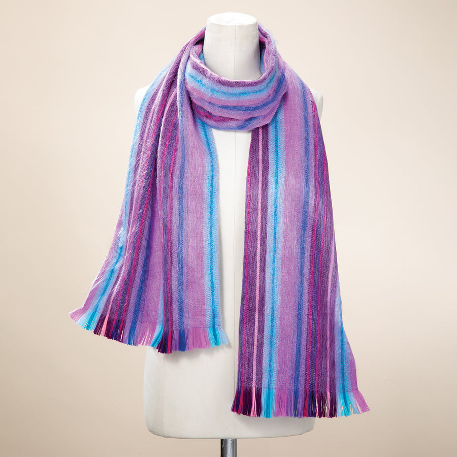 Amethyst & Aquamarine Striped Alpaca Scarf
