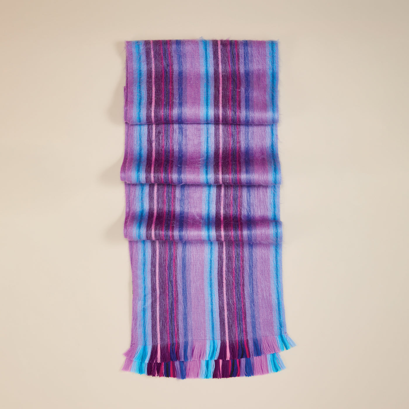 Amethyst & Aquamarine Striped Alpaca Scarf