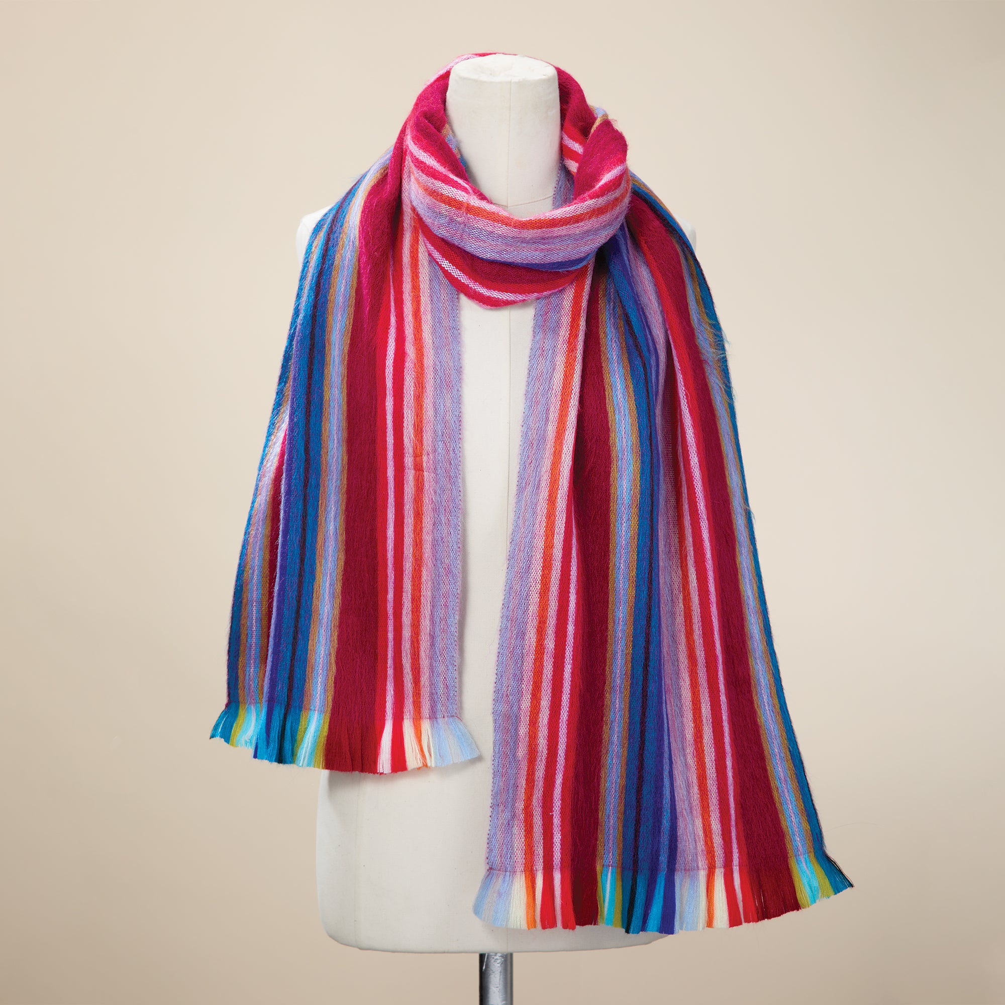 Amethyst & Pink Tourmaline Striped Alpaca Scarf