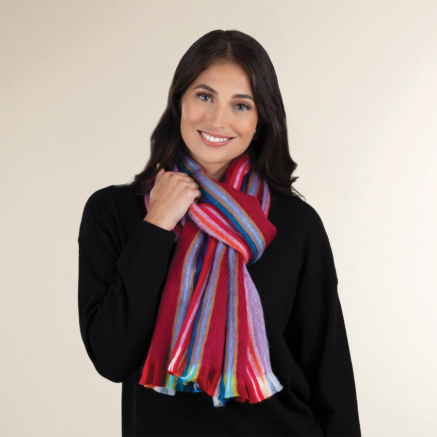 Amethyst & Pink Tourmaline Striped Alpaca Scarf
