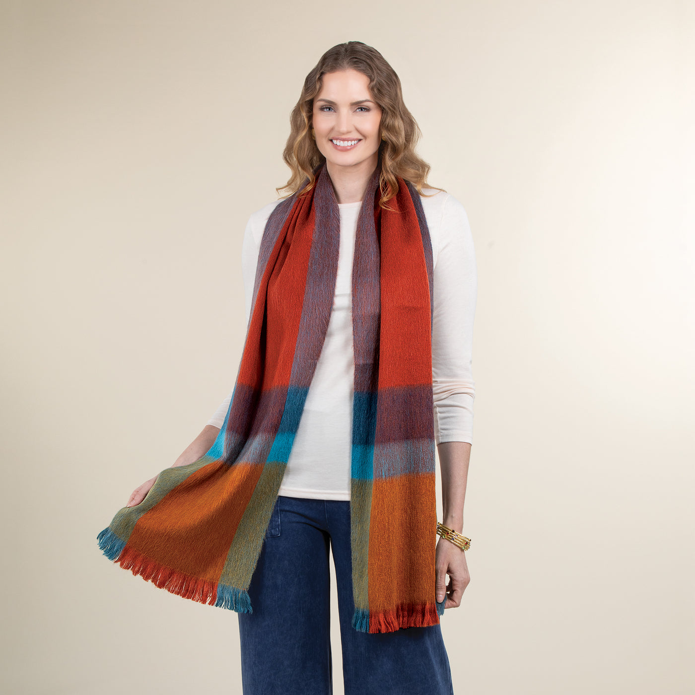 Rustic Plaid Alpaca Scarf