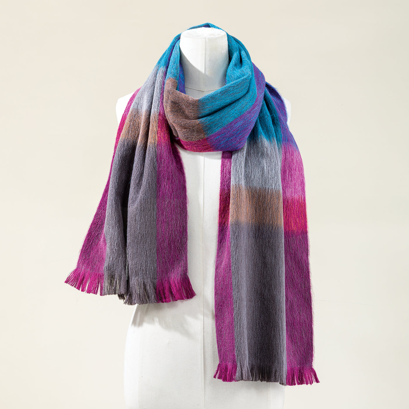 Cinnamon Mist Plaid Alpaca Scarf