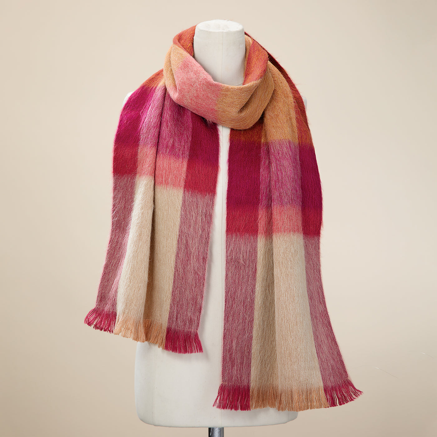 Caramel Apple Plaid Alpaca Scarf