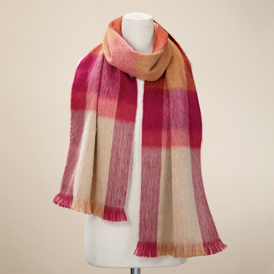 Caramel Apple Plaid Alpaca Scarf