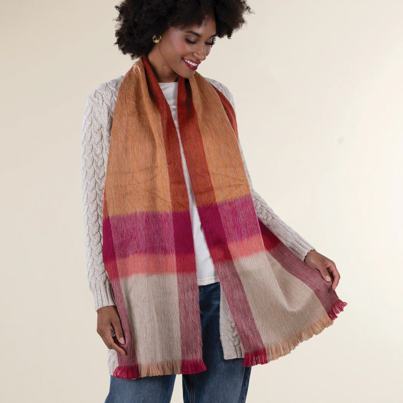 Caramel Apple Plaid Alpaca Scarf