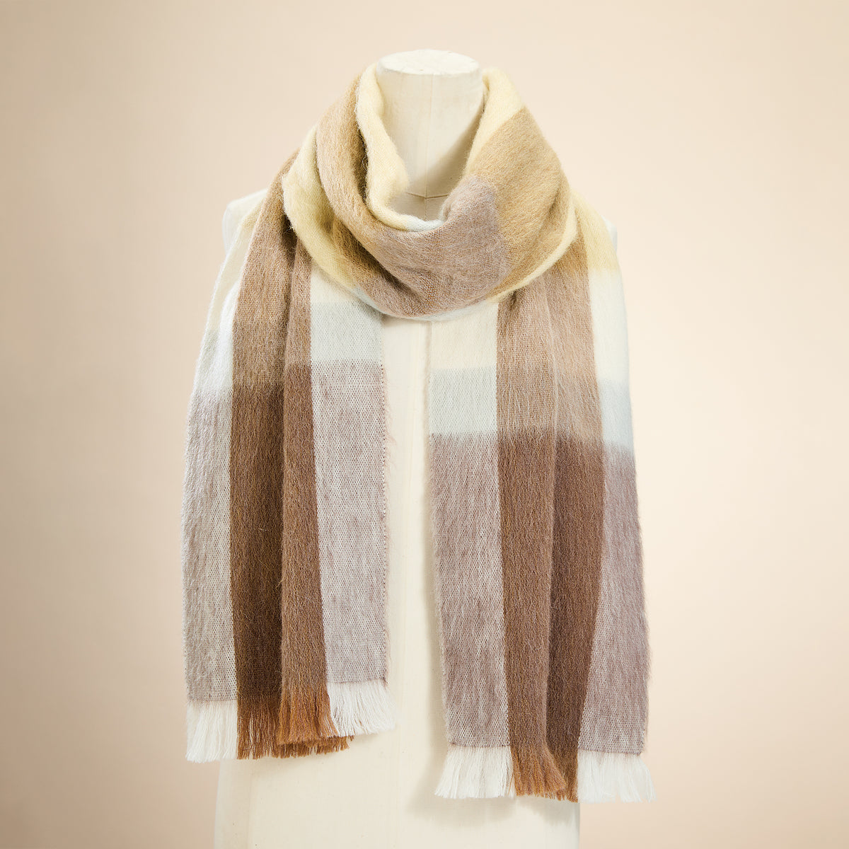 Slate & Sand Plaid Alpaca Scarf (Preorder)