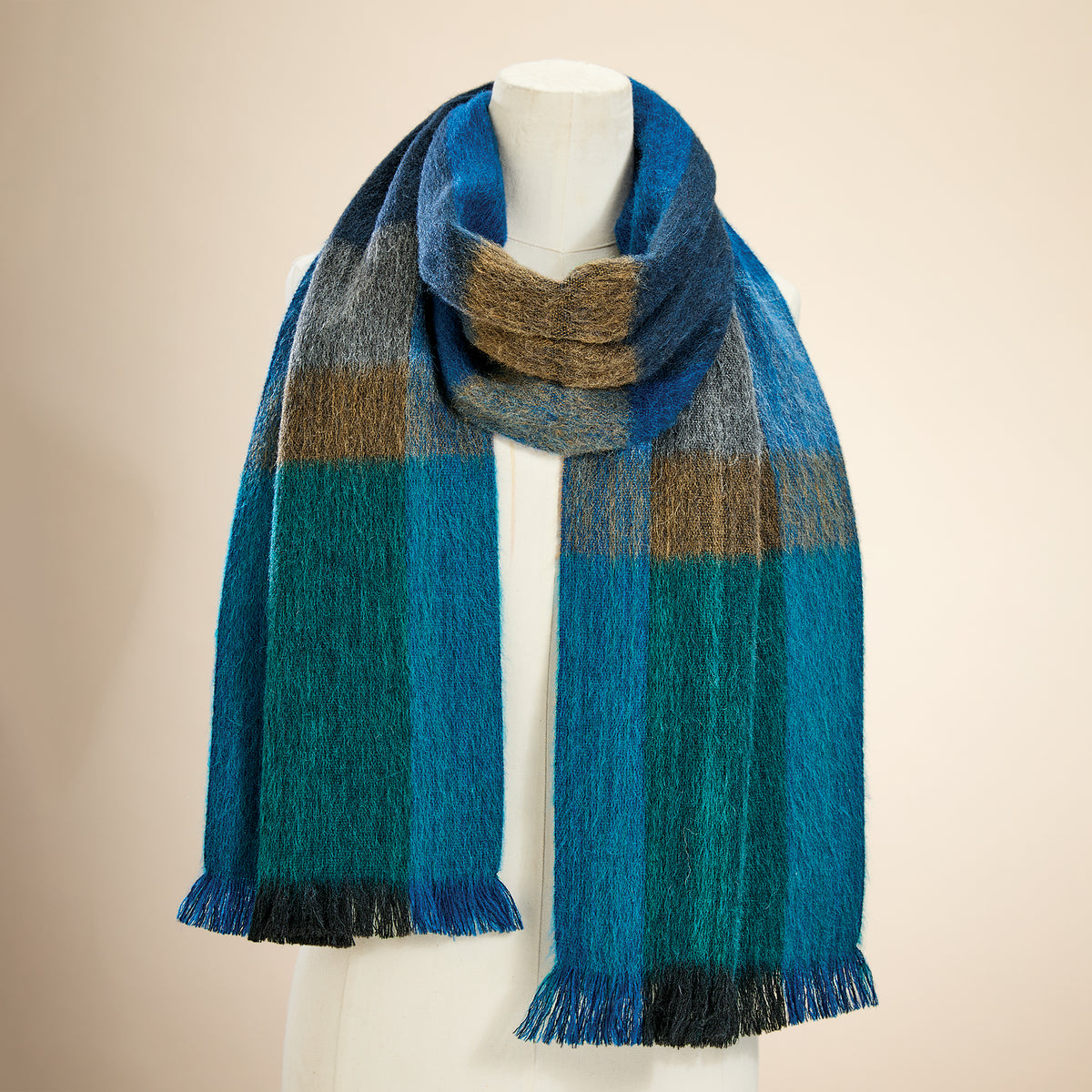 Mediterranean Plaid Alpaca Scarf