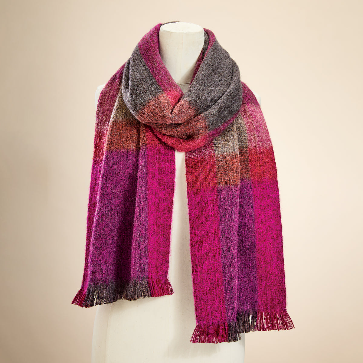 Peach & Petal Plaid Alpaca Scarf (Preorder)