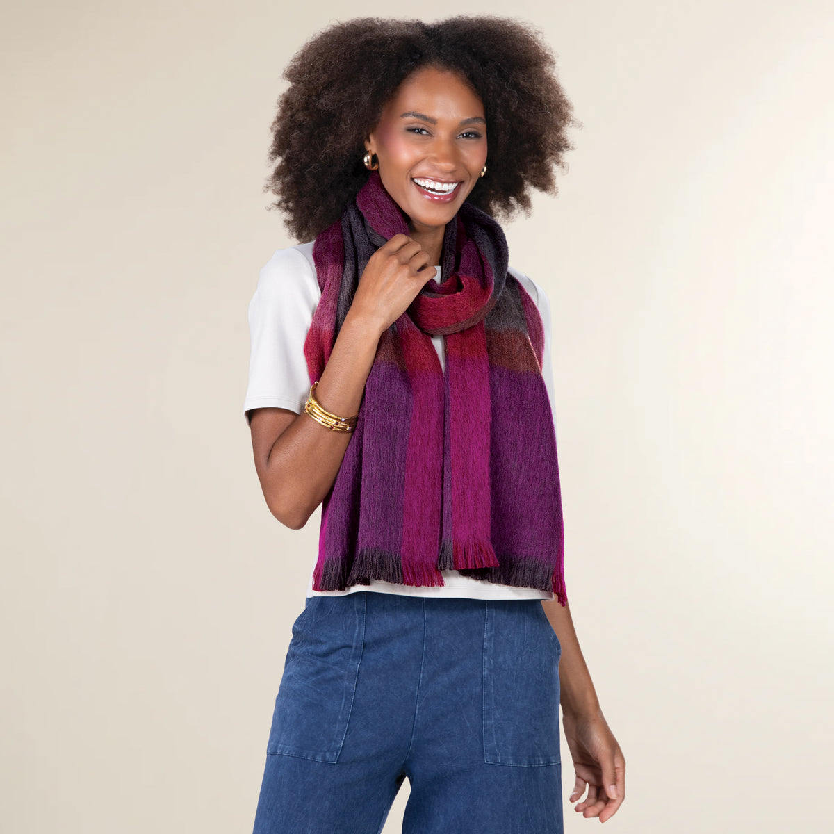 Peach & Petal Plaid Alpaca Scarf (Preorder)