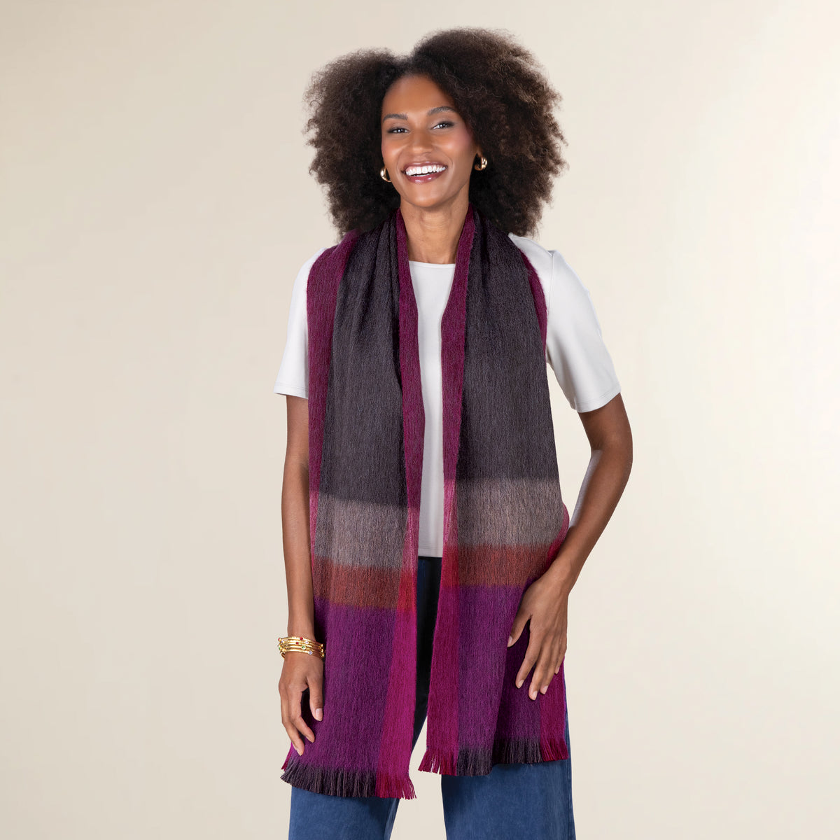 Peach & Petal Plaid Alpaca Scarf (Preorder)