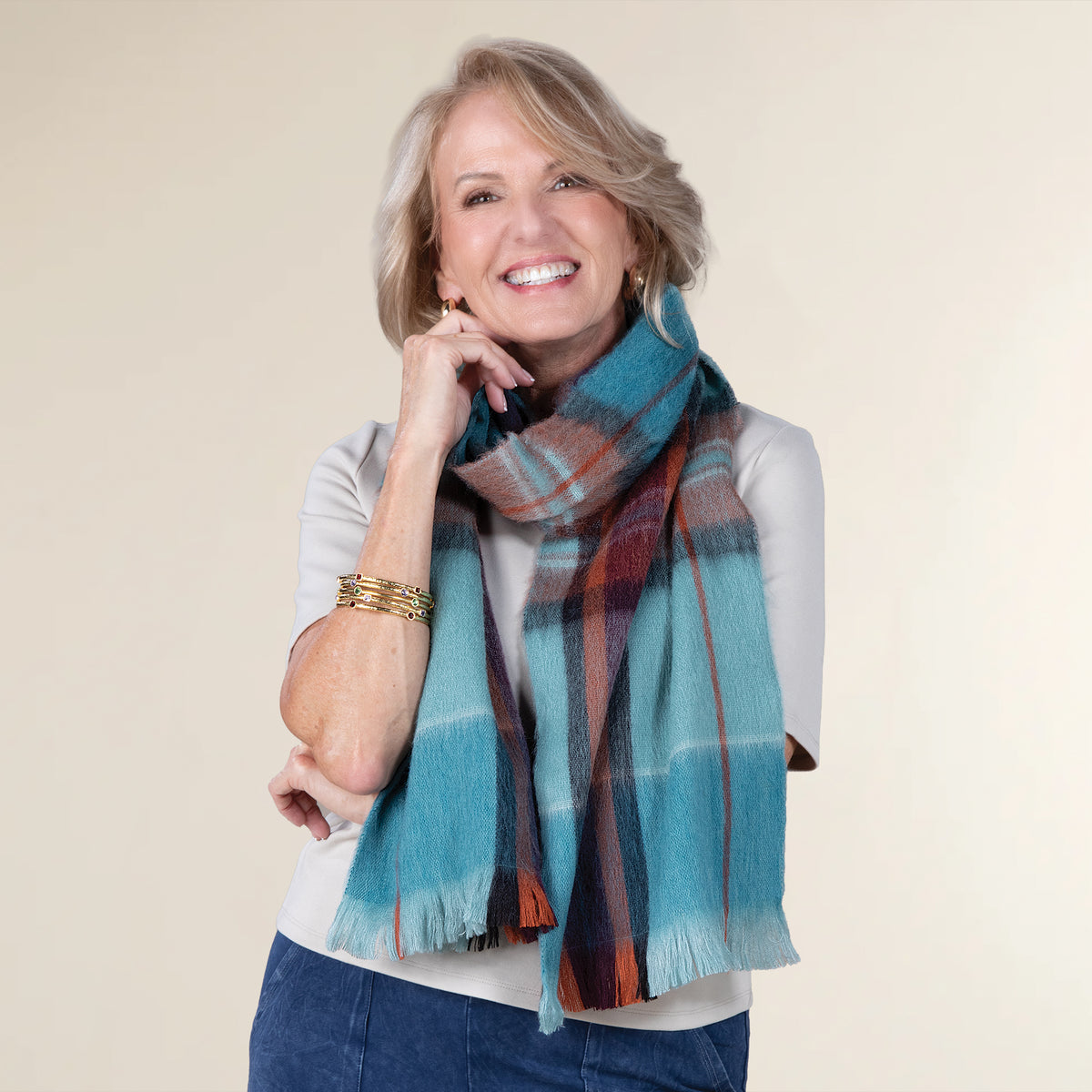 Midnight Hues Plaid Alpaca Scarf (Preorder)